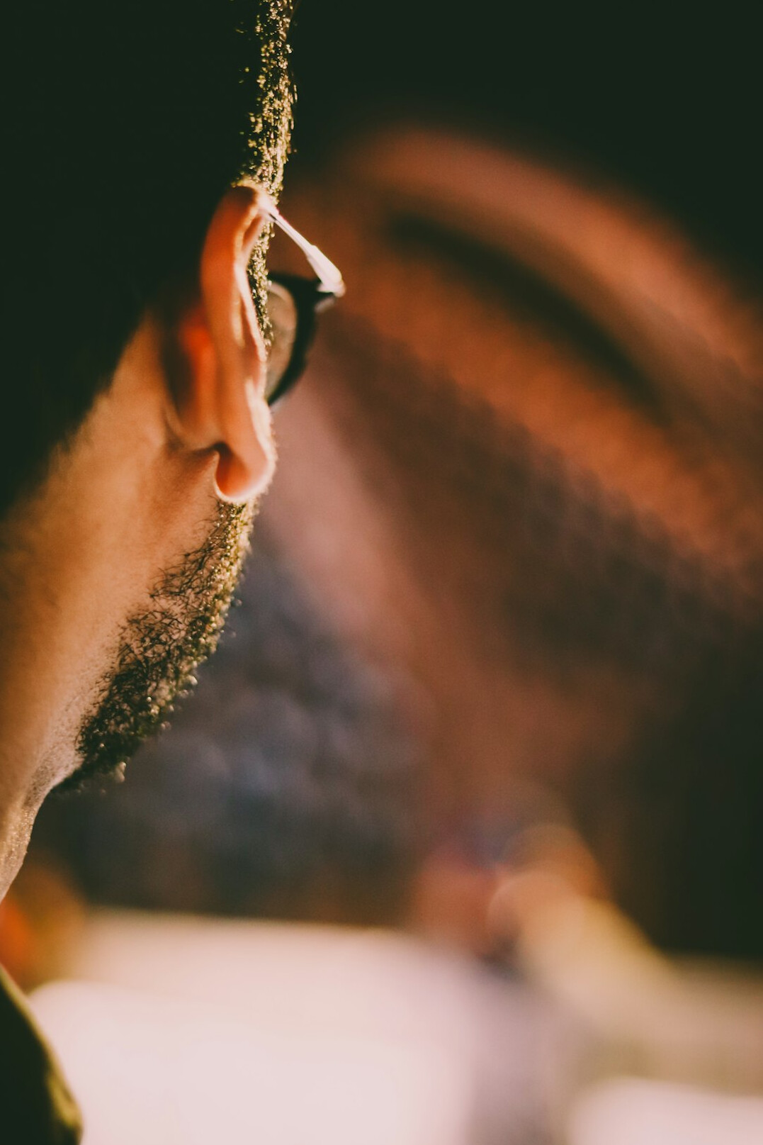 person listening attentively